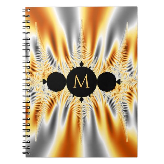 Monogrammed Gold Silver Metallic Fractal Notitieboek (Voorkant)