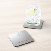 Monogrammed Gold Silver Sjabloon Initiaal Letter Bier Onderzetter (Rechterzijde)