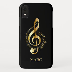 Monogrammed Gold Treble Clef iPhone XR Hoesje