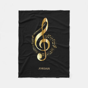 Monogrammed Golden Clef Fleece Deken