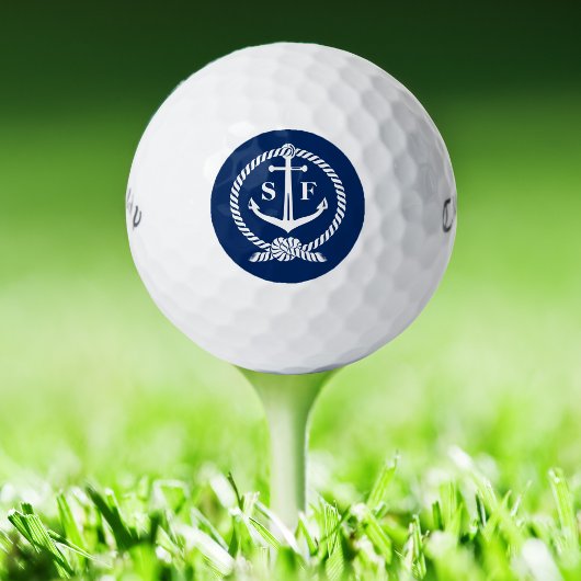 Monogrammed Golf Ball Classic Nautical Blue Anchor Golfballen
