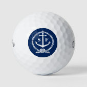 Monogrammed Golf Ball Classic Nautical Blue Anchor Golfballen (Voorkant)