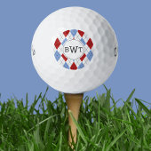 Monogrammed Golf Balls | Blue Red Argyle Pattern Golfballen
