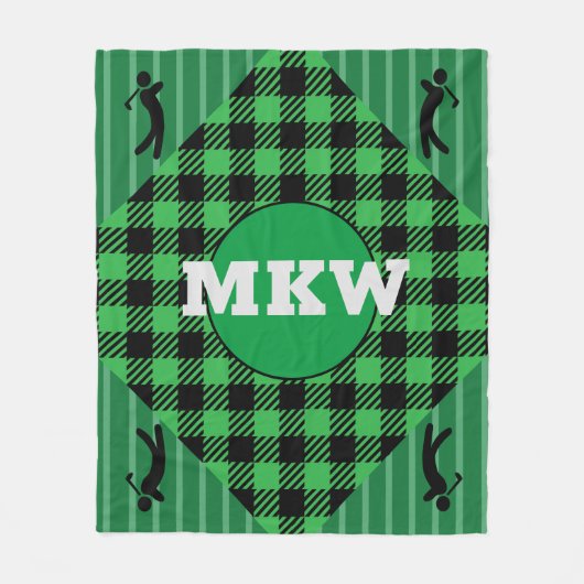 Monogrammed Golf Cart Fleece Throw (Voorkant)