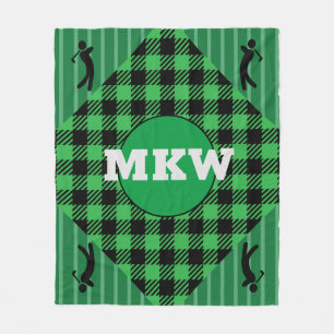 Monogrammed Golf Cart Fleece Throw Deken