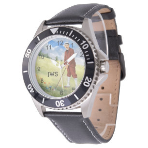 Monogrammed golfer watch horloge