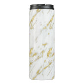 Monogrammed gouden glitter op wit marmer thermosbeker (Achterkant)