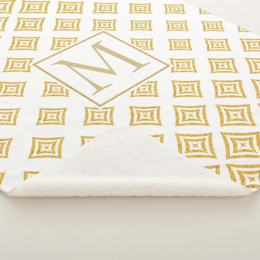 Monogrammed Gouden Glitter Rhomboid Sherpa Deken (3/4)