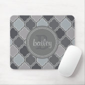 Monogrammed Gray Modern Lattice Pattern Muismat (Met muis)
