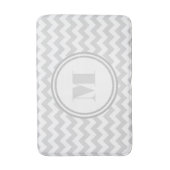 Monogrammed Gray White Striped Chevron Pattern Badmat (Voorkant Verticaal)