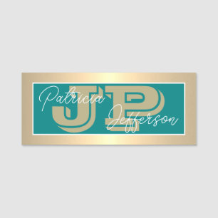 Monogrammed Green Blauwgroen Luxury Golden: Profes Naamplaatje