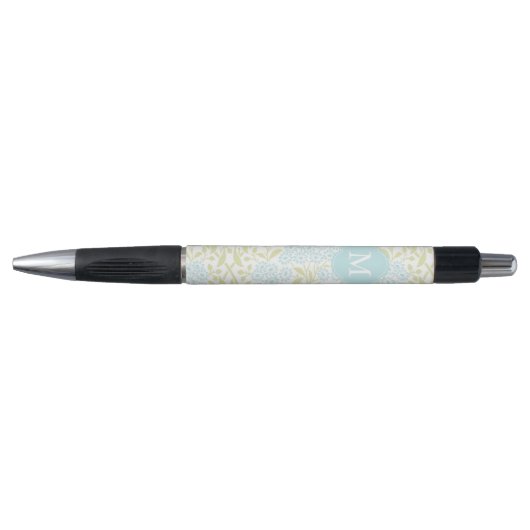 Monogrammed Green en Mint Floral Pattern Pen (Voorkant)