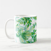 Monogrammed Green Leaves Koffiemok (Links)