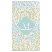 Monogrammed Green Mint Floral Pattern Klein Cadeauzakje (Achterkant)