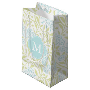Monogrammed Green Mint Floral Pattern Klein Cadeauzakje