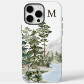 Monogrammed Green Pine Forest en het meer Case-Mate iPhone Case (Achterkant)