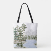 Monogrammed Green Pine Forest en het meer Draagtas (Achterkant)