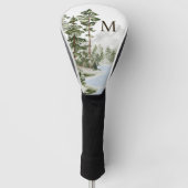 Monogrammed Green Pine Forest en het meer Golfheadcover (Voorkant)