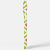 Monogrammed Green Pink Diamond Ikat Pattern Case-Mate iPhone Case (Achterkant / Links)
