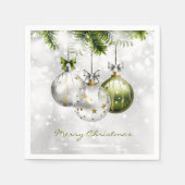 Monogrammed Green Silver Gold-kerstversieringen Servet (Voorkant)