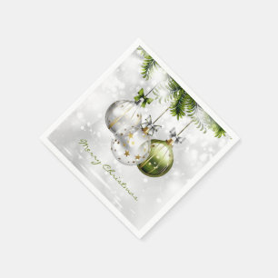 Monogrammed Green Silver Gold-kerstversieringen Servet