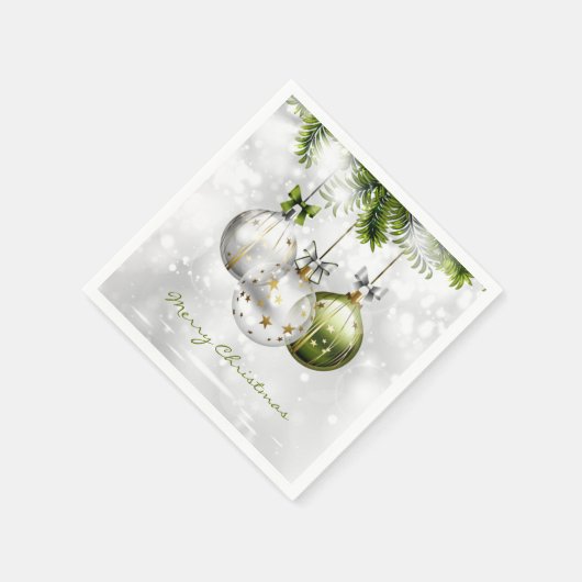 Monogrammed Green Silver Gold-kerstversieringen Servet (Hoek)