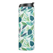 Monogrammed Green Tropical Leafs Pattern Thermosbeker (Gedraaid links)
