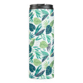 Monogrammed Green Tropical Leafs Pattern Thermosbeker (Achterkant)