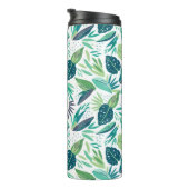 Monogrammed Green Tropical Leafs Pattern Thermosbeker (Geroteerd rechts)