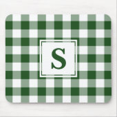 Monogrammed Green White Buffalo Check Pattern Muismat (Voorkant)