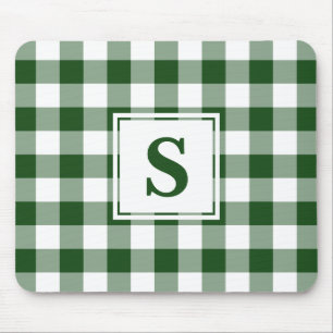 Monogrammed Green White Buffalo Check Pattern Muismat