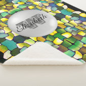 Monogrammed Greenery Geometric Vivid Pattern Sherpa Deken (3/4)