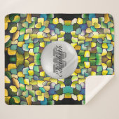 Monogrammed Greenery Geometric Vivid Pattern Sherpa Deken (Voorkant (horizontaal))