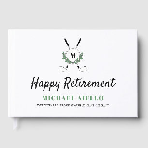 Monogrammed Greenery Golf Thlege Retirement Party Gastenboek