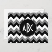 Monogrammed Grey Black and White Zigzag Briefkaart (Voorkant / Achterkant)