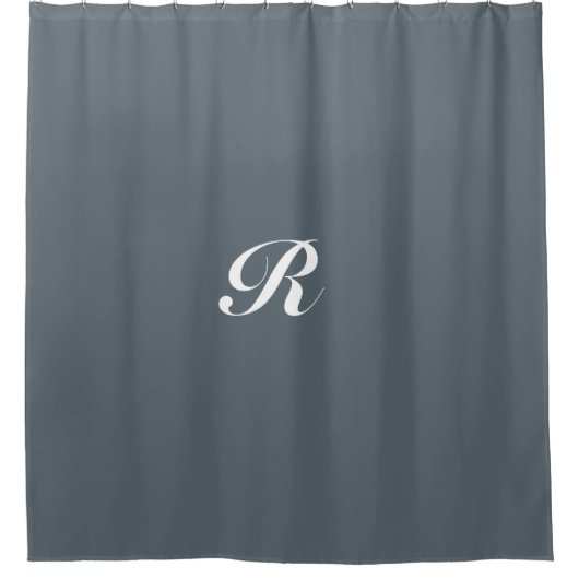 Monogrammed Grijs Effen Kleur Gepersonaliseerde Cu Douchegordijn (Voorkant)