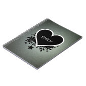 Monogrammed Grijs Groen Glitter Notitieboek (Linkerzijde)