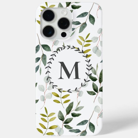 Monogrammed Groene Eucalyptus Tropische Bladeren i Case-Mate iPhone Case (Achterkant)