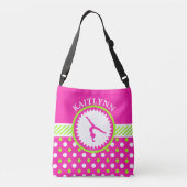 Monogrammed Gymnastics Pink and Green Polka-Stippe Crossbody Tas (Achterkant)