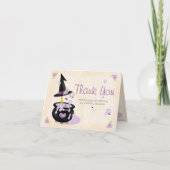 Monogrammed Halloween Witch Cauldron Dank u Bedankkaart (Voorkant)