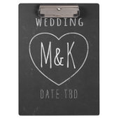 Monogrammed Heart Rustic Black Wedding Clipboard Klembord (Voorkant)