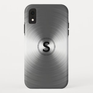 Monogrammed hedendaags zilverstralingspatroon iPhone XR hoesje