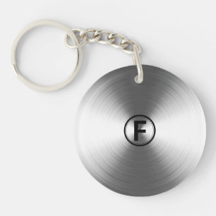 Monogrammed hedendaags zilverstralingspatroon sleutelhanger