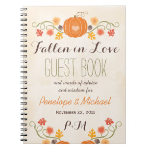 Monogrammed Herfst Pumpkin Acorn Wedding Guest Boo Notitieboek