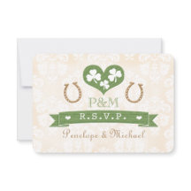 Monogrammed Hoefijzer Shamrock Response Card RSVP
