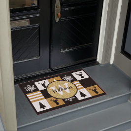 Monogrammed Holiday Glitter Deurmat