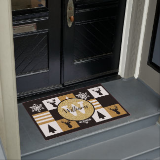Monogrammed Holiday Glitter Deurmat