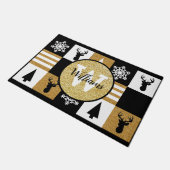 Monogrammed Holiday Glitter Deurmat (Schuin)