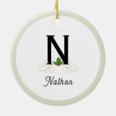 Monogrammed Holly Keramisch Ornament (Achterkant)
