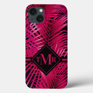 Monogrammed Hot Pink Palm iPhone 13 Hoesje